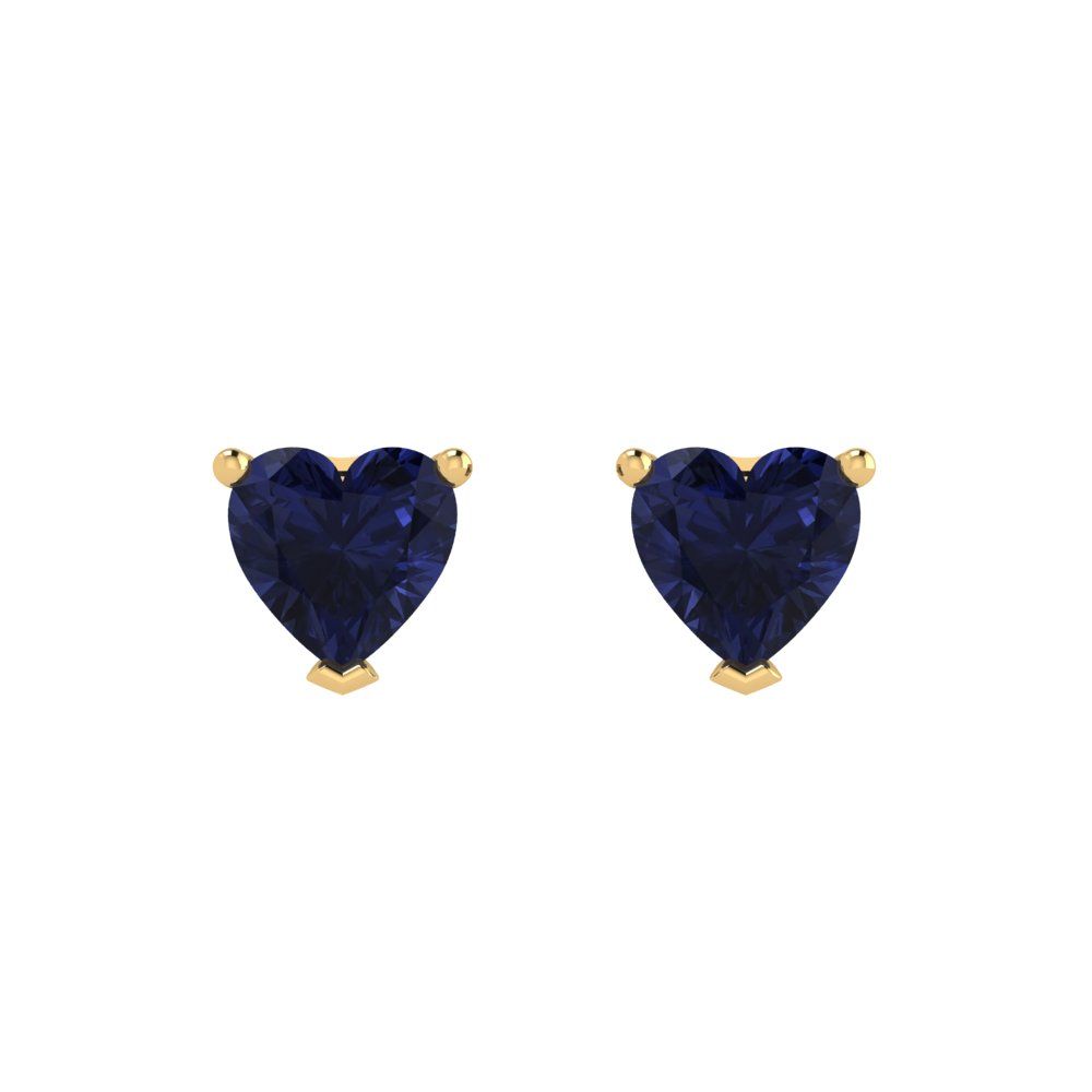 1.5 ctw Blue Sapphire Studs Earrings | 6.0mm Heart Cut White Gold Push back | September Birthstone