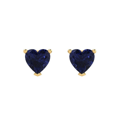 1.5 ctw Blue Sapphire Studs Earrings | 6.0mm Heart Cut White Gold Push back | September Birthstone