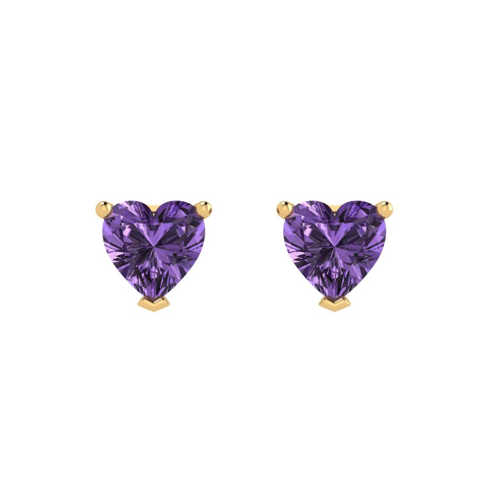 1.5 ctw Alexandrite Studs Earrings | 6.0mm Heart Cut White Gold Push back | June Birthstone