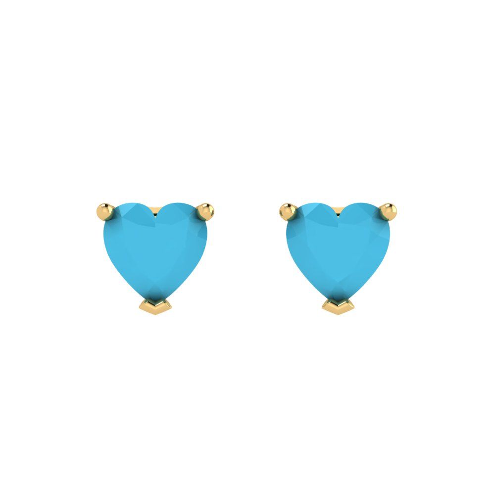 1.5cttw Heart Cut Simulated Turquoise Gold-Plated 925 Silver Push Back Stud Earrings