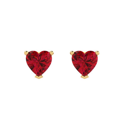 1.5cttw Heart Cut Simulated Pink Tourmaline Gold-Plated 925 Silver Push Back Stud Earrings