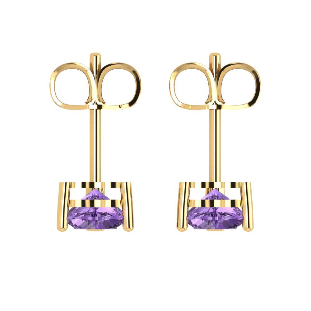 1.5 ctw Alexandrite Studs Earrings | 6.0mm Heart Cut White Gold Push back | June Birthstone