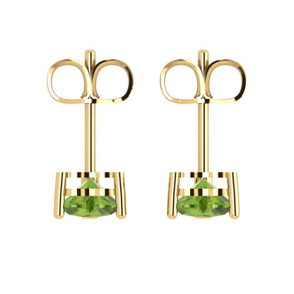 1.5cttw Heart Cut Natural Peridot Gold-Plated 925 Silver Push Back Stud Earrings