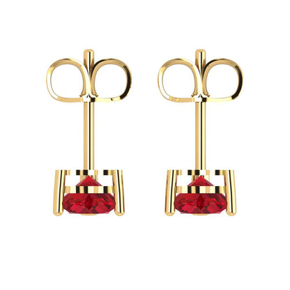 1.5cttw Heart Cut Simulated Pink Tourmaline Gold-Plated 925 Silver Push Back Stud Earrings