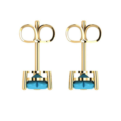 1.5cttw Heart Cut Simulated Turquoise Gold-Plated 925 Silver Push Back Stud Earrings