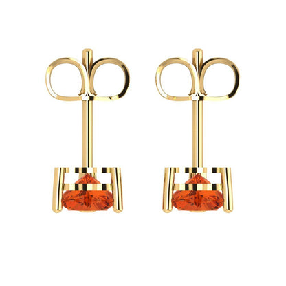 1.5cttw Heart Cut Simulated Red Diamond Gold-Plated 925 Silver Push Back Stud Earrings