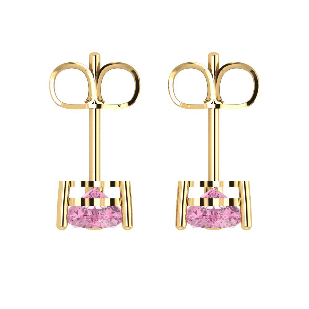 1.5cttw Heart Cut Simulated Pink Diamond Gold-Plated 925 Silver Push Back Stud Earrings