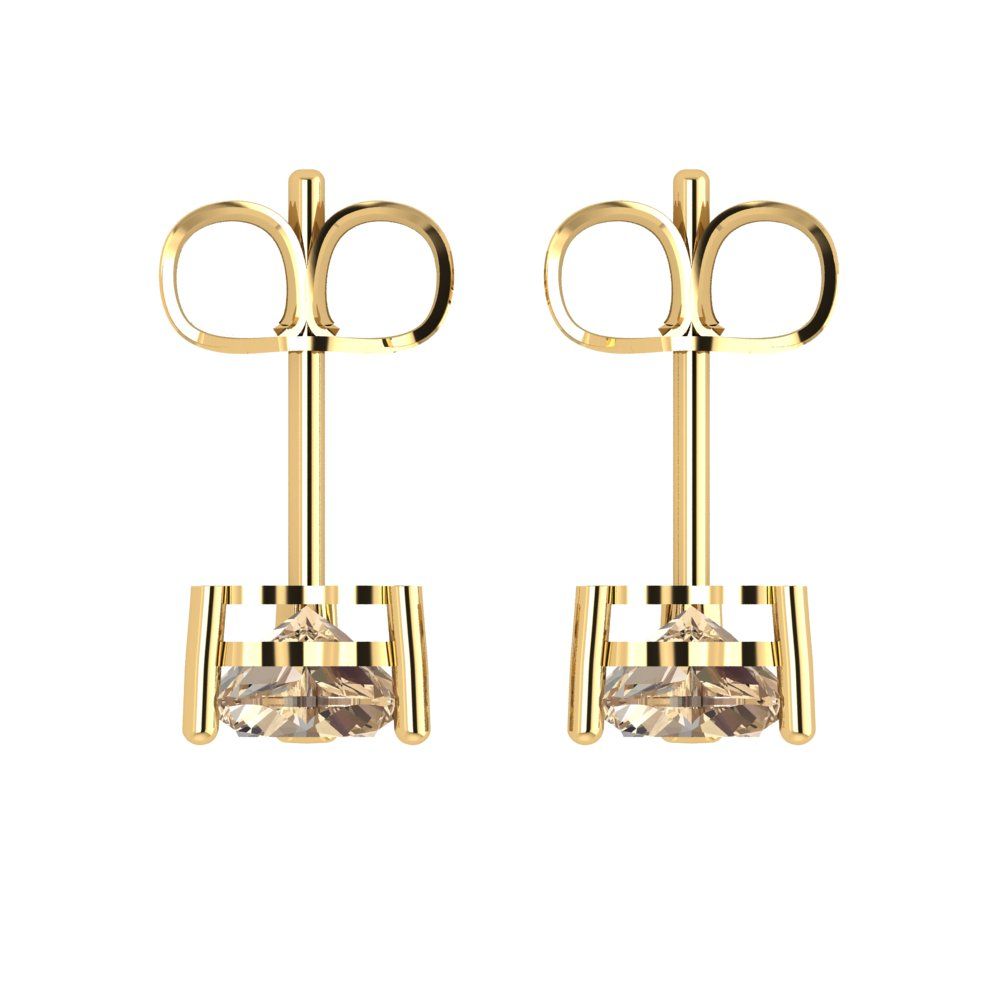 1.5cttw Heart Cut Yellow Moissanite Gold-Plated 925 Silver Push Back Stud Earrings