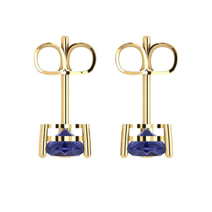 1.5cttw Heart Cut Simulated Tanzanite Gold-Plated 925 Silver Push Back Stud Earrings