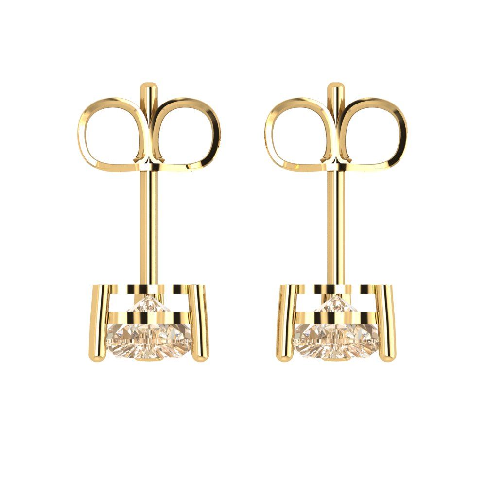 1.5cttw Heart Cut Natural Morganite Gold-Plated 925 Silver Push Back Stud Earrings