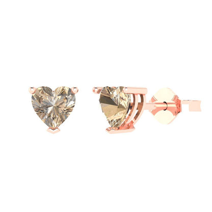 1cttw Heart Cut Yellow Moissanite Gold-Plated 925 Silver Push Back Stud Earrings