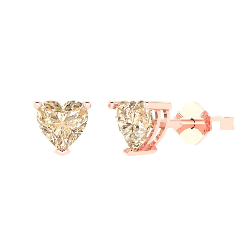 1cttw Heart Cut Natural Morganite Gold-Plated 925 Silver Push Back Stud Earrings