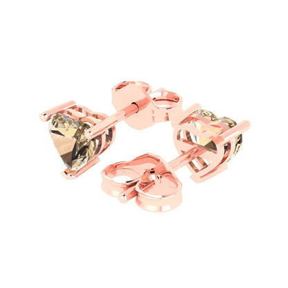 1cttw Heart Cut Yellow Moissanite Gold-Plated 925 Silver Push Back Stud Earrings