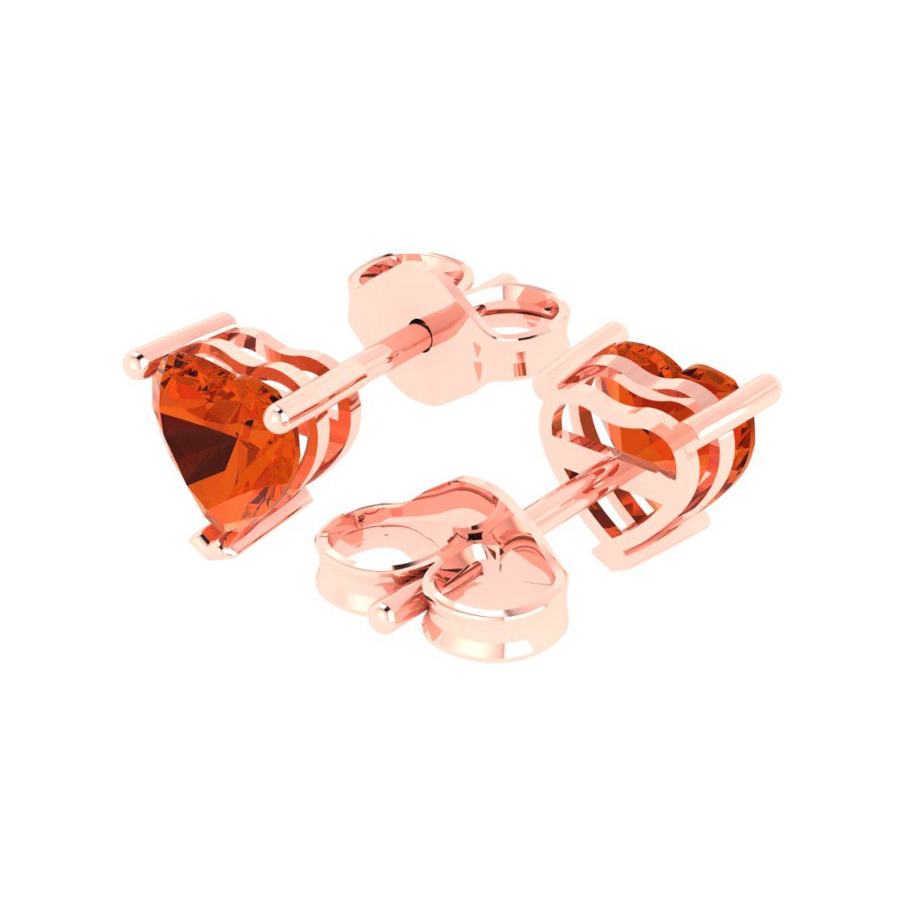 1 ctw Red Zirconia Studs Earrings | 5mm Heart Cut White Gold Push back | April Birthstone