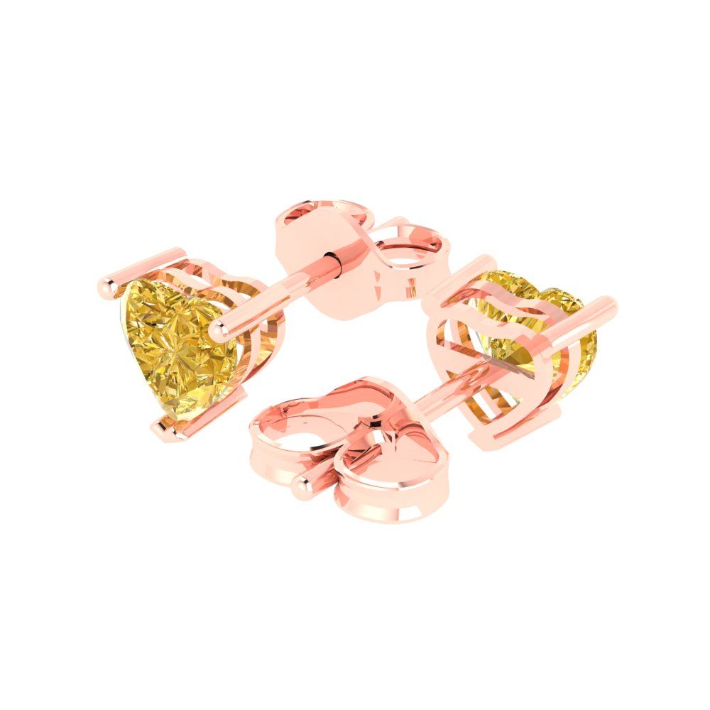 1cttw Heart Cut Simulated Yellow Diamond Gold-Plated 925 Silver Push Back Stud Earrings