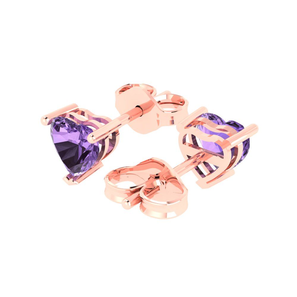 1cttw Heart Cut Simulated Alexandrite Gold-Plated 925 Silver Push Back Stud Earrings