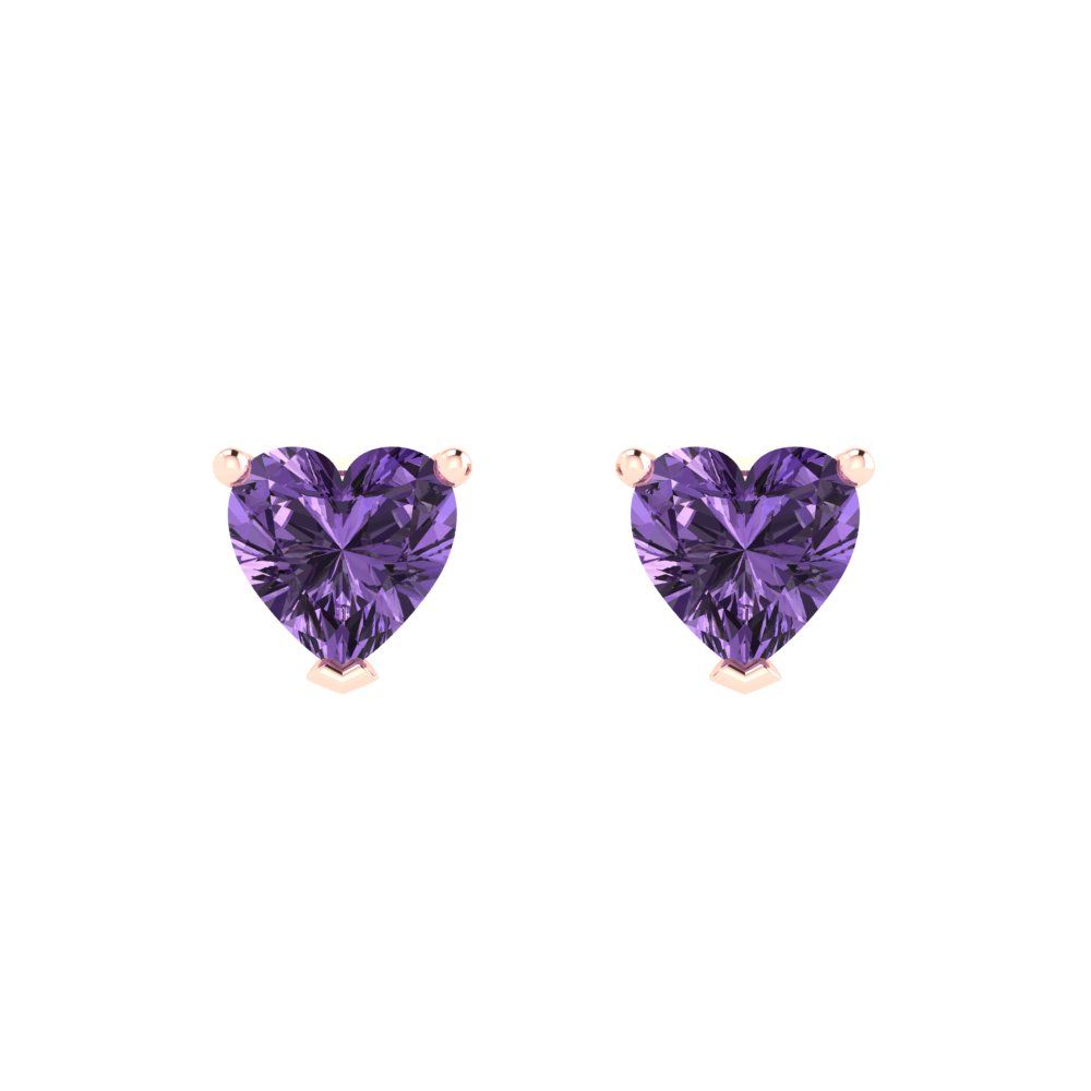 1 ctw Alexandrite Studs Earrings | 5mm Heart Cut White Gold Push back | June Birthstone
