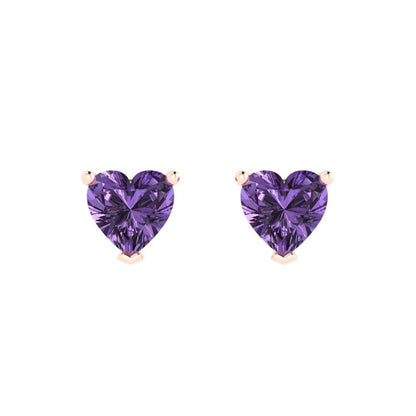 1 ctw Alexandrite Studs Earrings | 5mm Heart Cut White Gold Push back | June Birthstone