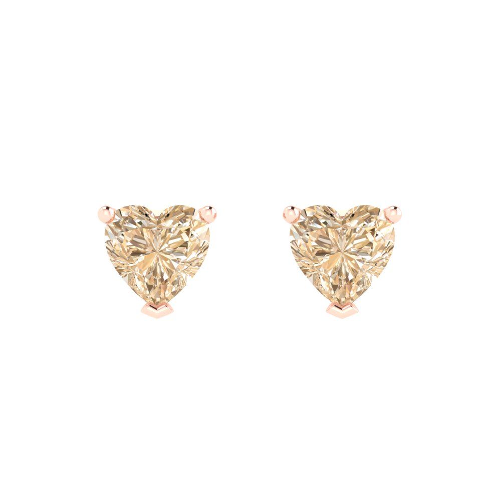 1cttw Heart Cut Natural Morganite Gold-Plated 925 Silver Push Back Stud Earrings
