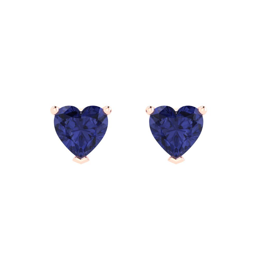 1cttw Heart Cut Simulated Tanzanite Gold-Plated 925 Silver Push Back Stud Earrings