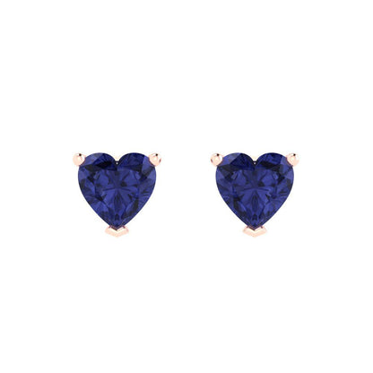 1cttw Heart Cut Simulated Tanzanite Gold-Plated 925 Silver Push Back Stud Earrings