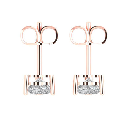 1 ctw White Sapphire Studs Earrings | 5mm Heart Cut White Gold Push back | April Birthstone