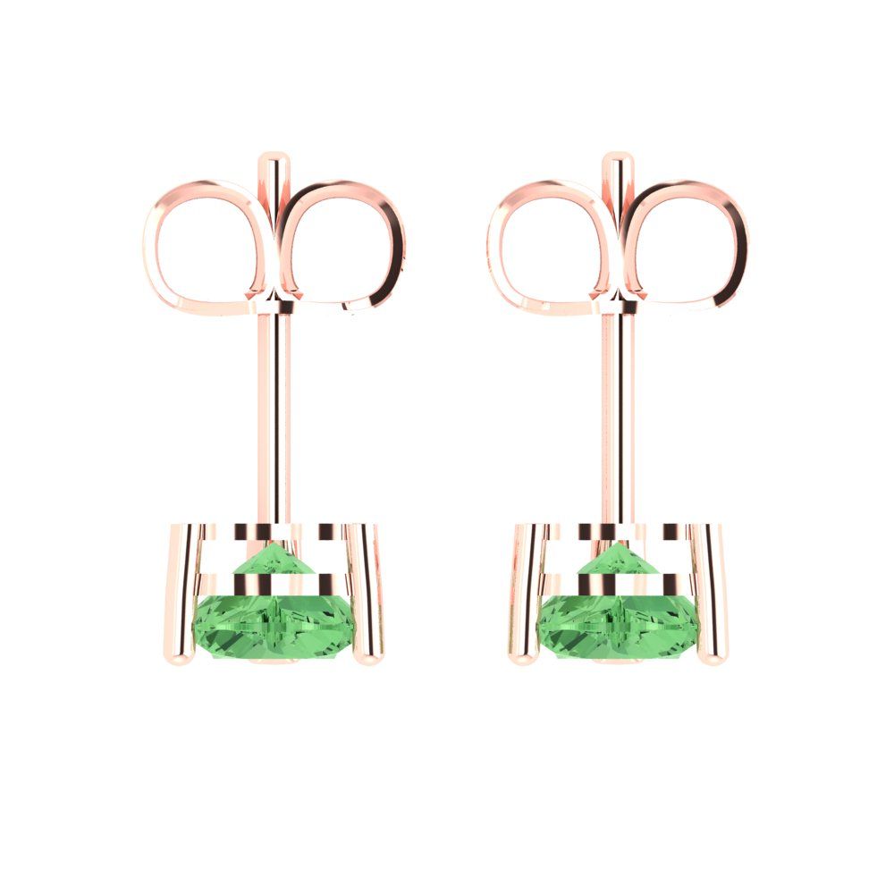 1 ctw Green Zirconia Studs Earrings | 5mm Heart Cut White Gold Push back | April Birthstone