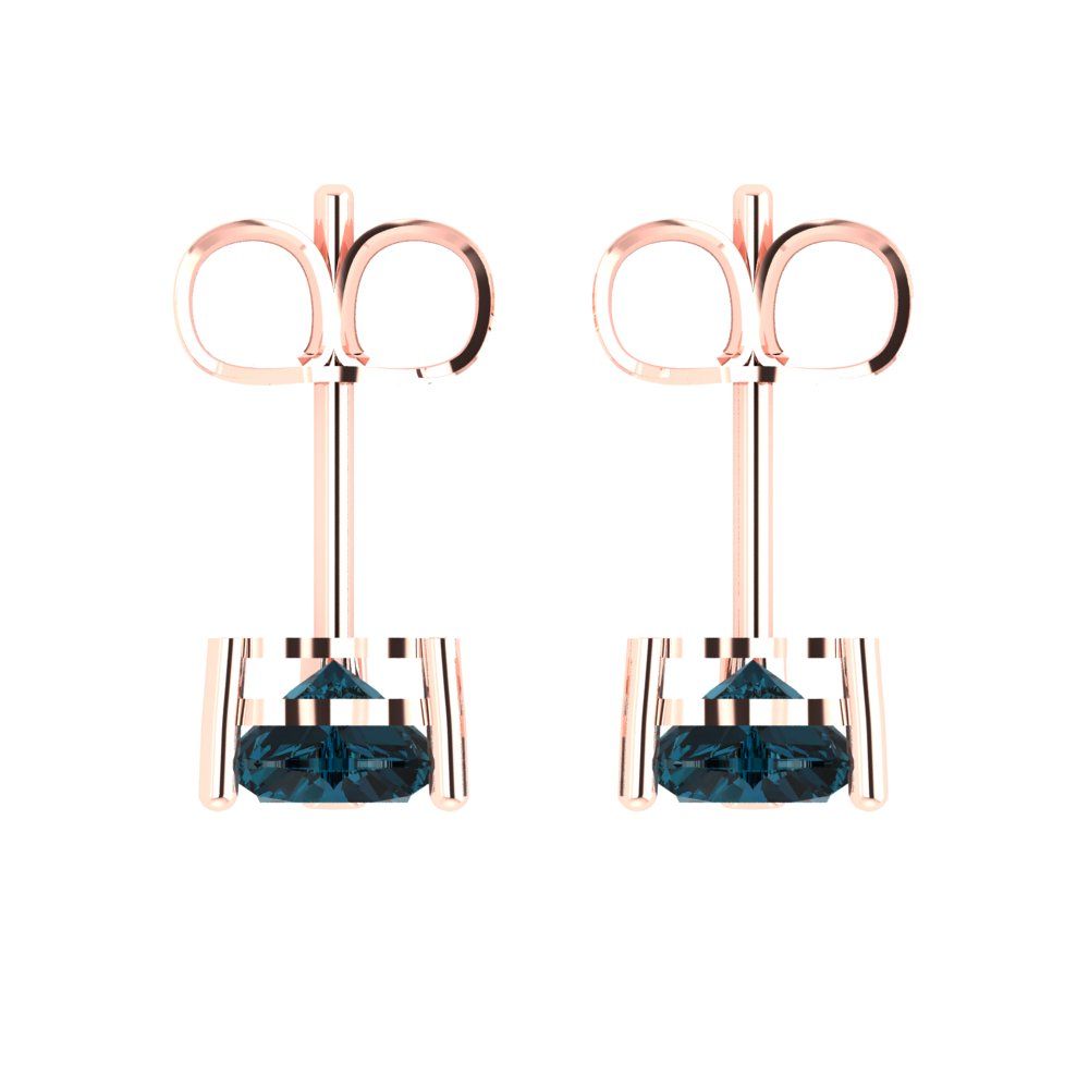 1cttw Heart Cut Natural London Blue Topaz Gold-Plated 925 Silver Push Back Stud Earrings