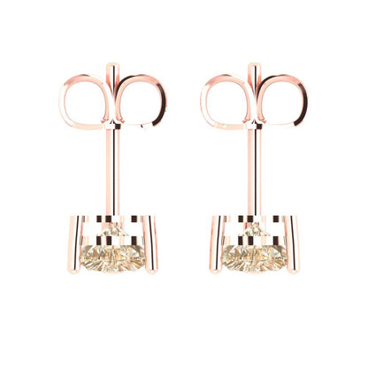 1 ctw Morganite Studs Earrings | 5mm Heart Cut White Gold Push back | February Birthstone
