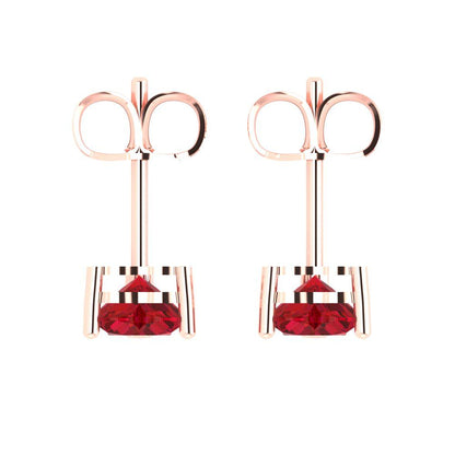 1 ctw Ruby Studs Earrings | 5mm Heart Cut White Gold Push back | July Birthstone