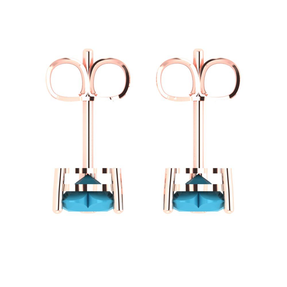 1 ctw Turquoise Studs Earrings | 5mm Heart Cut White Gold Push back | December Birthstone