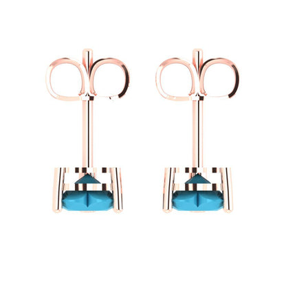 1 ctw Turquoise Studs Earrings | 5mm Heart Cut White Gold Push back | December Birthstone