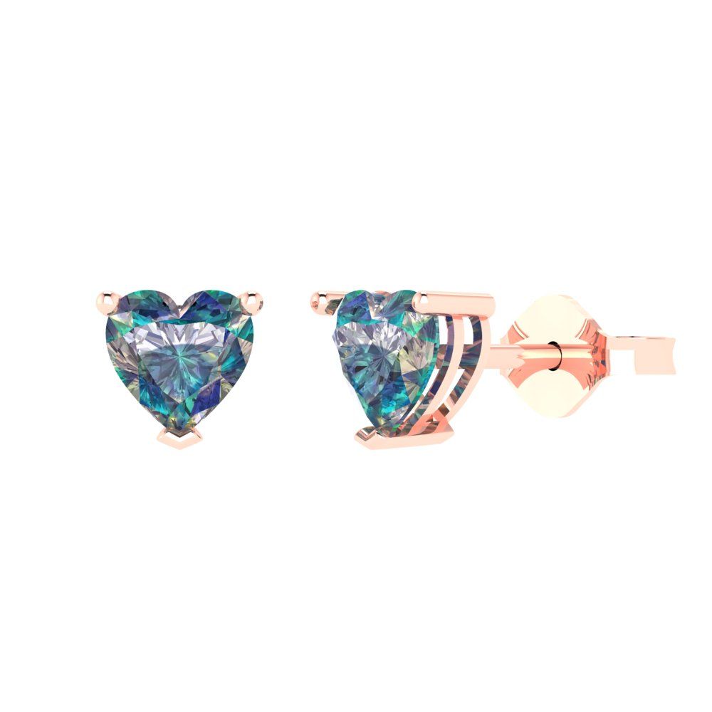 1.5cttw Heart Cut Blue Moissanite Gold-Plated 925 Silver Push Back Stud Earrings