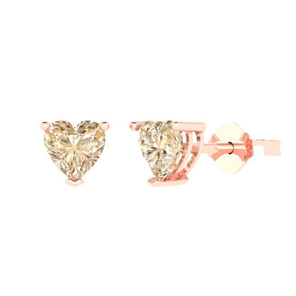 1.5cttw Heart Cut Natural Morganite Gold-Plated 925 Silver Push Back Stud Earrings