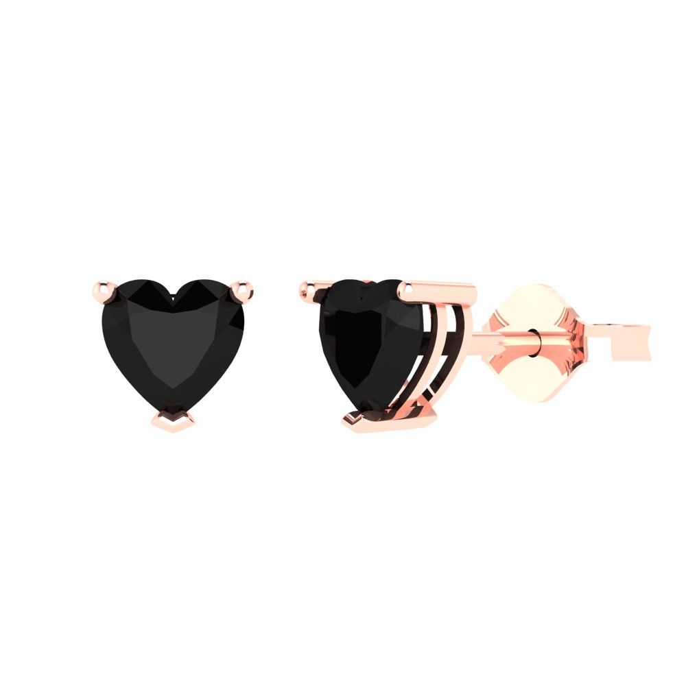 1.5cttw Heart Cut Natural Onyx Gold-Plated 925 Silver Push Back Stud Earrings