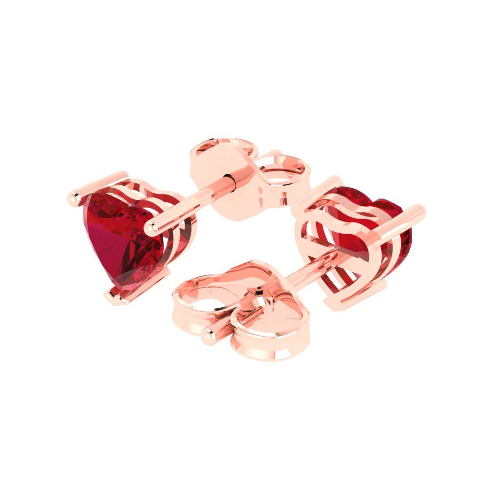 1.5cttw Heart Cut Simulated Ruby Gold-Plated 925 Silver Push Back Stud Earrings