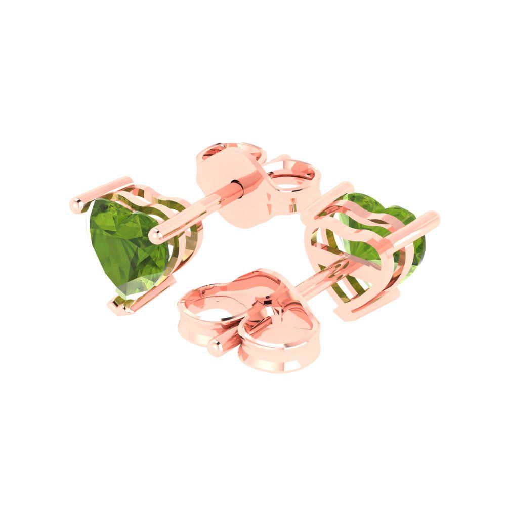 1.5cttw Heart Cut Natural Peridot Gold-Plated 925 Silver Push Back Stud Earrings