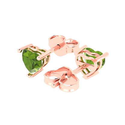 1.5cttw Heart Cut Natural Peridot Gold-Plated 925 Silver Push Back Stud Earrings