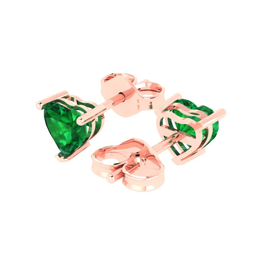 1.5cttw Heart Cut Simulated Emerald Gold-Plated 925 Silver Push Back Stud Earrings