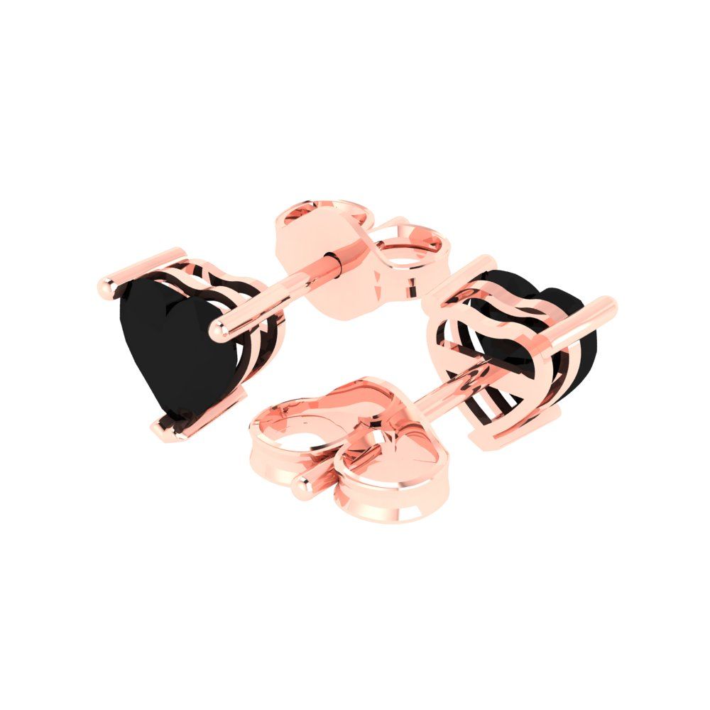 1.5cttw Heart Cut Natural Onyx Gold-Plated 925 Silver Push Back Stud Earrings