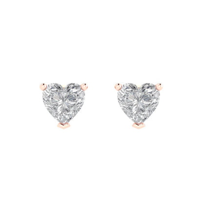 1.5 ctw Moissanite Studs Earrings | 6.0mm Heart Cut White Gold Push back | April Birthstone