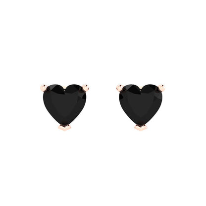 1.5cttw Heart Cut Natural Onyx Gold-Plated 925 Silver Push Back Stud Earrings