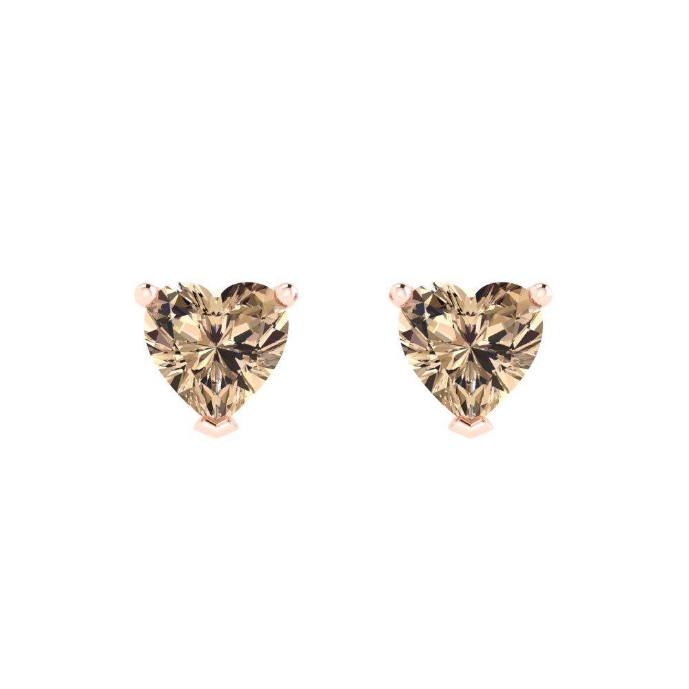 1.5cttw Heart Cut Yellow Moissanite Gold-Plated 925 Silver Push Back Stud Earrings