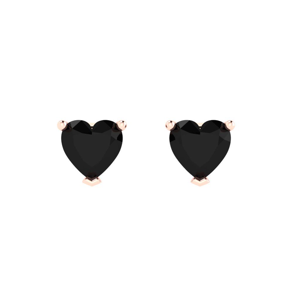 1.5cttw Heart Cut Natural Onyx Gold-Plated 925 Silver Push Back Stud Earrings