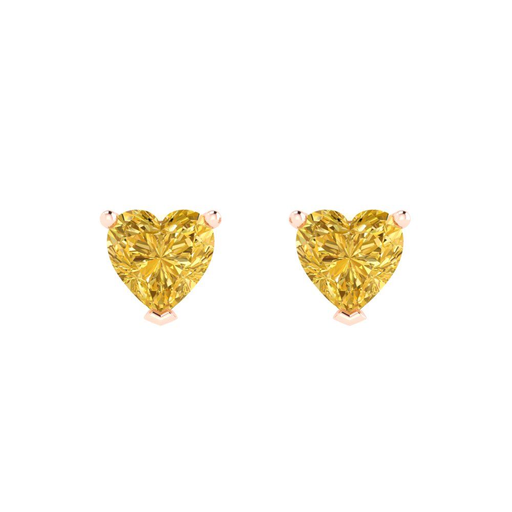 1.5 ctw Citrine Studs Earrings | 6.0mm Heart Cut White Gold Push back | November Birthstone