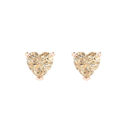 1.5cttw Heart Cut Natural Morganite Gold-Plated 925 Silver Push Back Stud Earrings