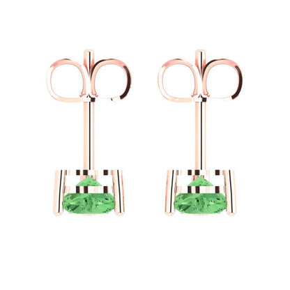 1.5 ctw Green Zirconia Studs Earrings | 6.0mm Heart Cut White Gold Push back | April Birthstone