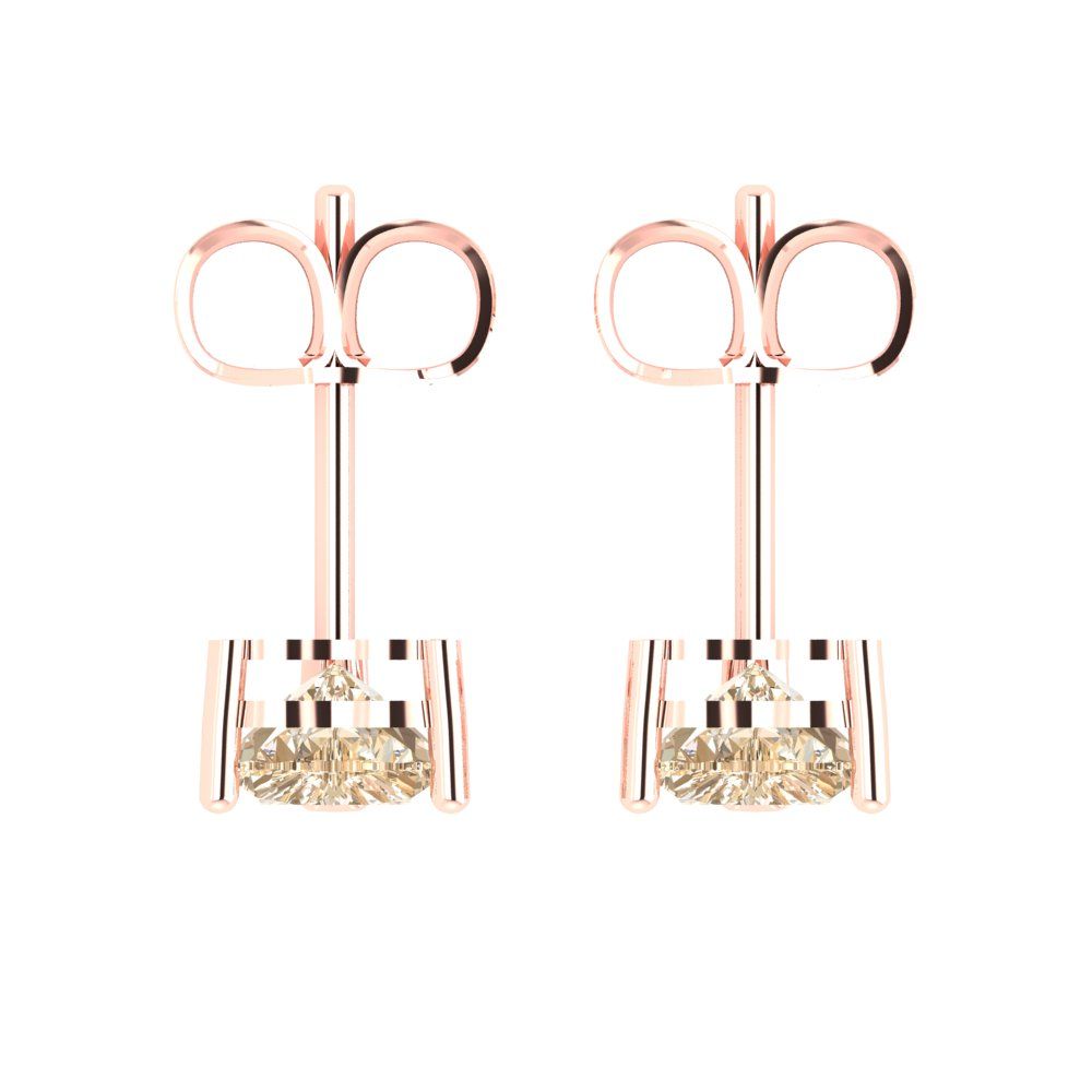 1.5cttw Heart Cut Natural Morganite Gold-Plated 925 Silver Push Back Stud Earrings