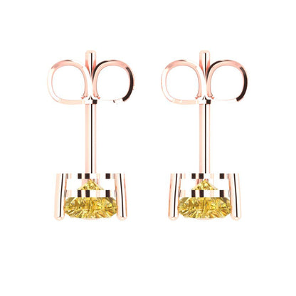 1.5cttw Heart Cut Natural Citrine Gold-Plated 925 Silver Push Back Stud Earrings