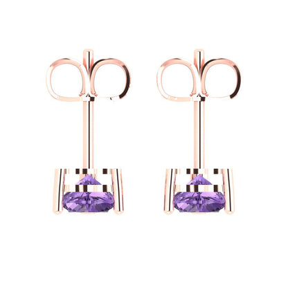 1.5 ctw Alexandrite Studs Earrings | 6.0mm Heart Cut White Gold Push back | June Birthstone